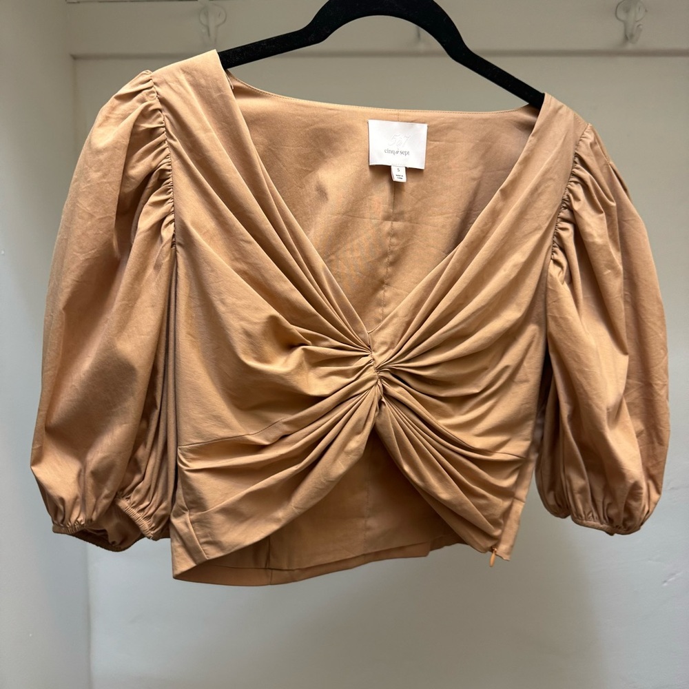 Cinq A Sept Puff Sleeve Ruched Crop Top Size:S